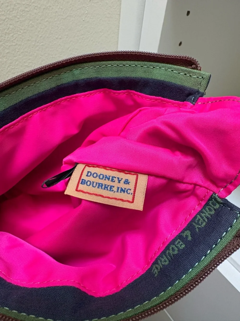 Vintage Dooney & Bourke Canvas Cosmetic Bag with Leather Trim - Picture 5 of 9